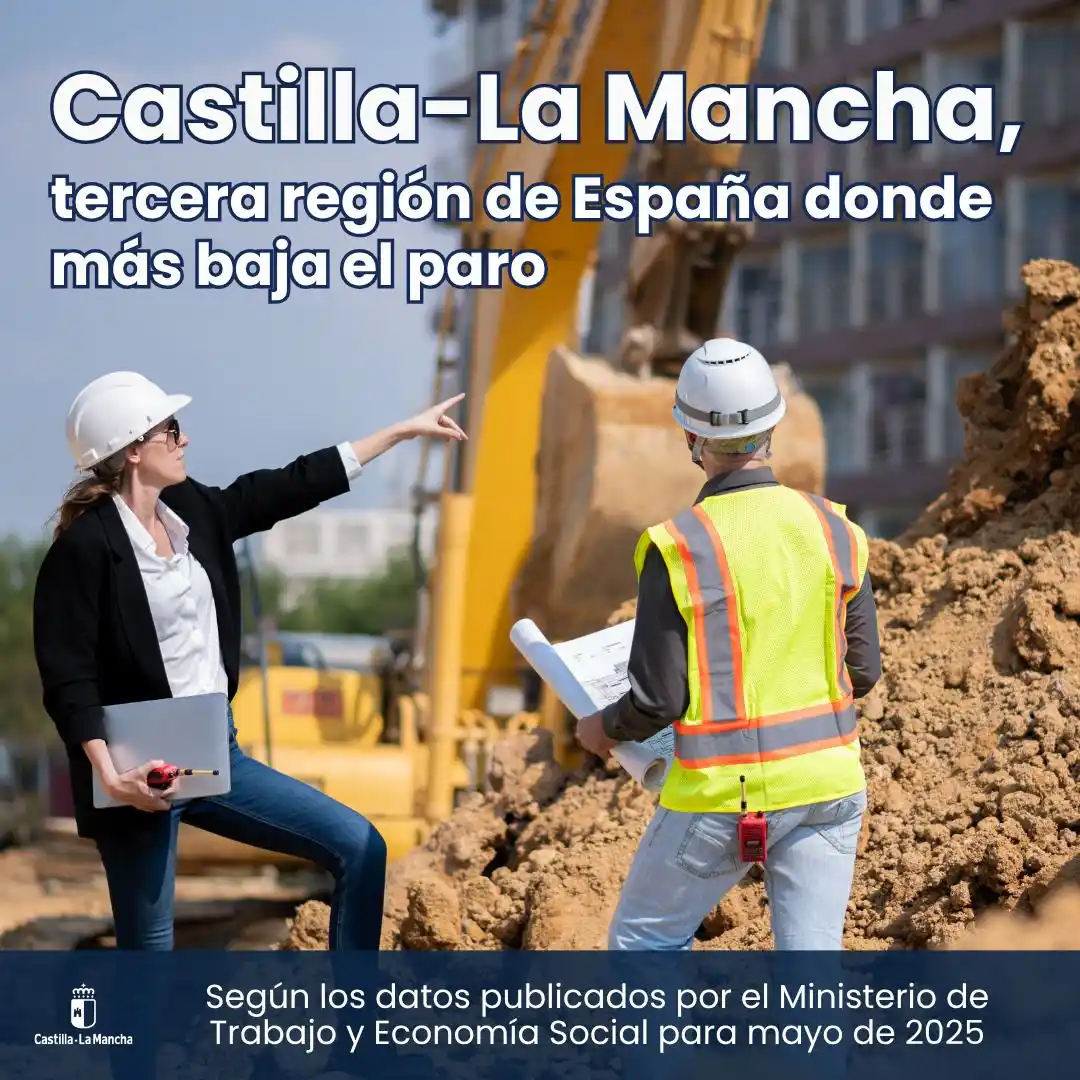 Image from Junta de Comunidades de Castilla-La Mancha: 📉 *El paro baja en 4.159 personas en mayo en CLM: Somos la tercera re...