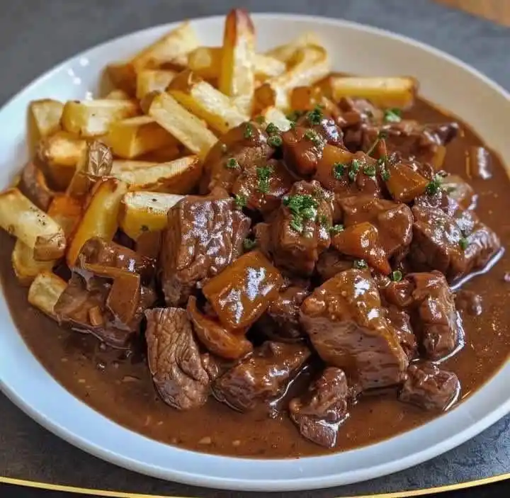 Image from Cooking And Baking Recipes Zim: Flemish Beef Stew with Fries (Carbonade Flamande) 🍟 A rich, sweet-and...