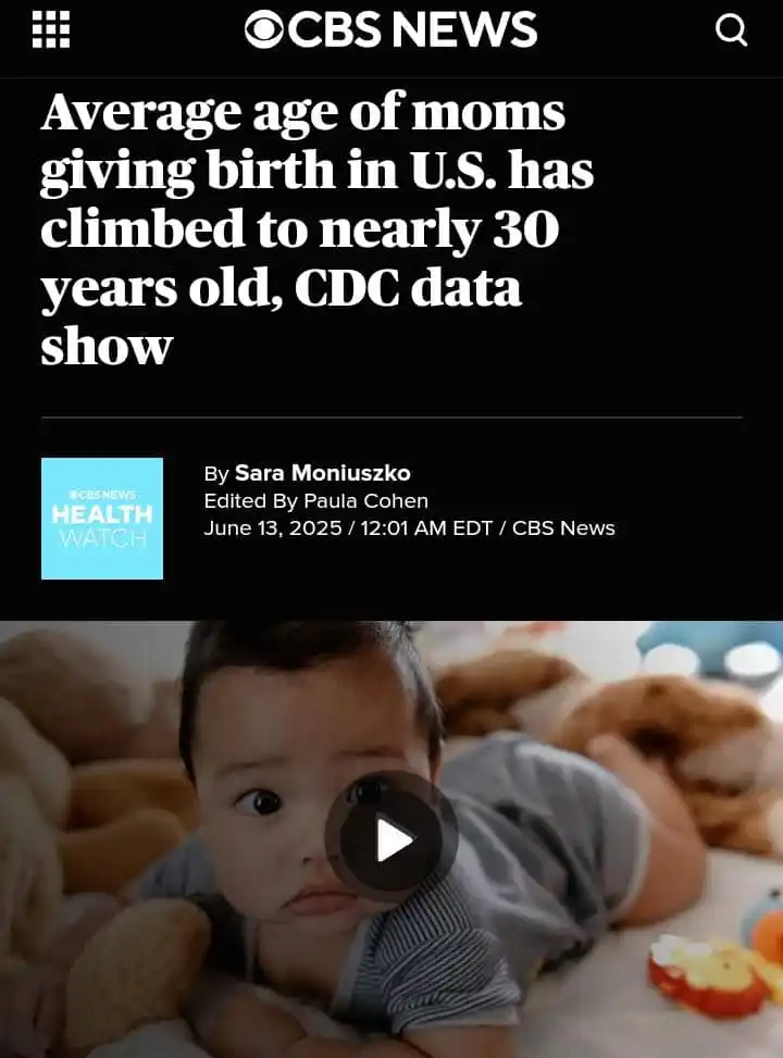 Image from Press Reviews/updates Andy-Sen: https://www.cbsnews.com/news/average-age-moms-birth-cdc-30-years/?ftag...