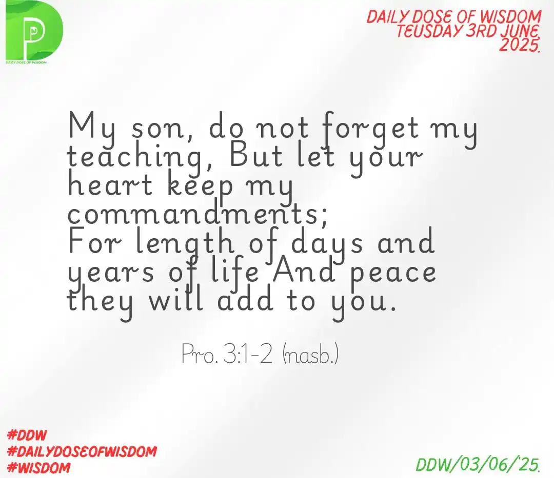 Image from Daily Dose of Wisdom : Once again I reiterate that you keep my commandments, teachings and in...
