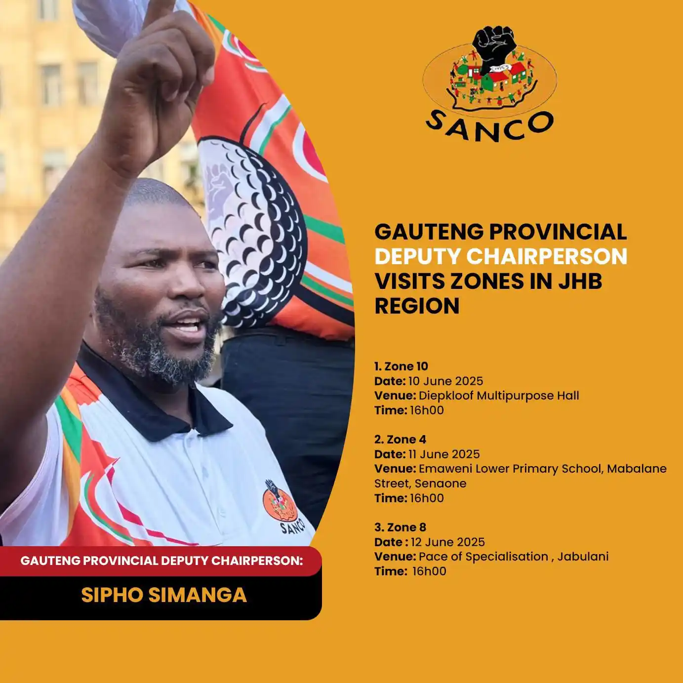 Image from SANCO GAUTENG MEMBERS: Provincial Deputy Chairperson comrade Sipho Simanga visits Johannesbur...