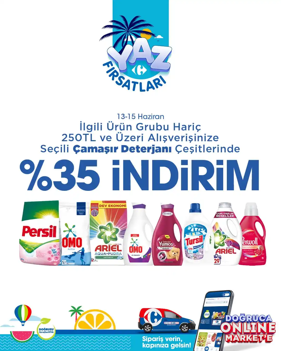 Image from CarrefourSA: Yaz fırsatları CarrefourSA’da! 💙 250 TL ve üzeri alışverişlerinize s...