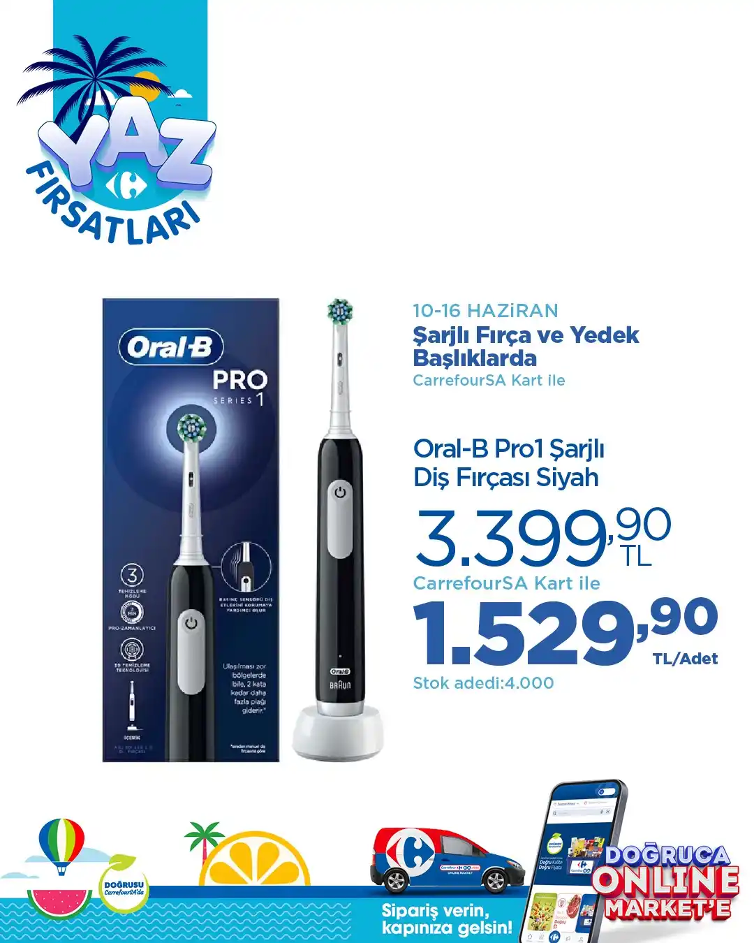 Image from CarrefourSA: Yaz fırsatları CarrefourSA'da! 💙 Şarjlı diş fırçalarından diş macunl...