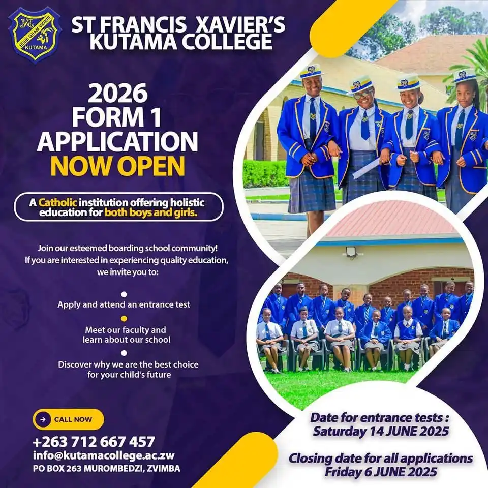 Image from Zim Boarding Schools & Updates: 🎓 2026 Form 1 Applications Now Open – St Francis Xavier’s Kutama Coll...