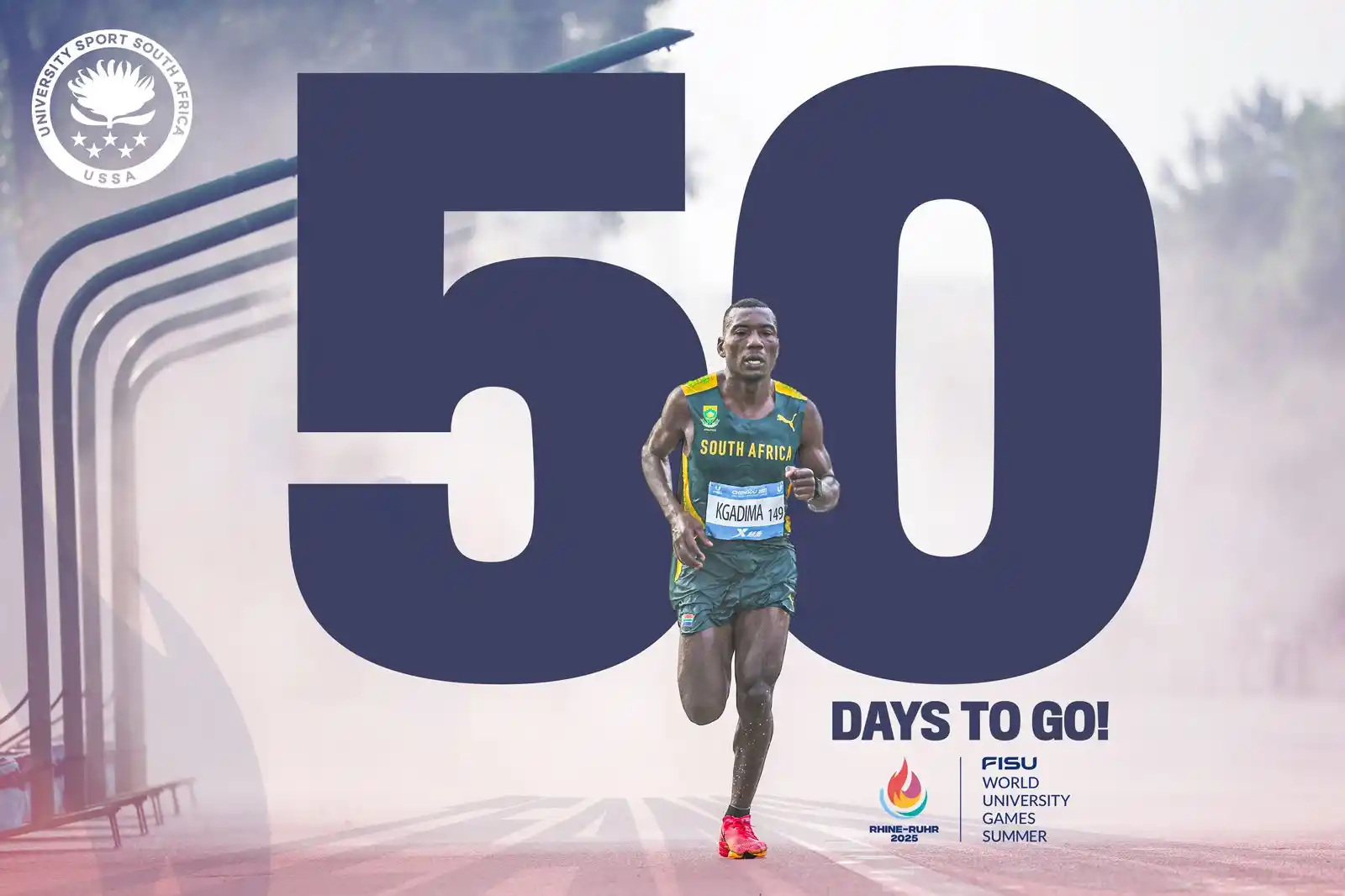 Image from University Sport South Africa (USSA): 5⃣0⃣ DAYS TO GO!🤩 Young stars. Global dreams. All roads lead to Germ...