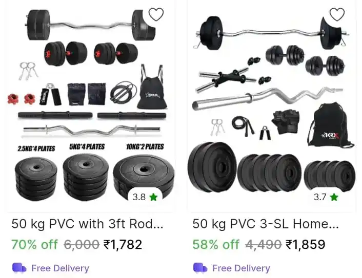 Image from OFFER GURUJI: 50 kg PVC Home Gym Combos Starts from *₹1,782* Buy👉 https://bitli.i...