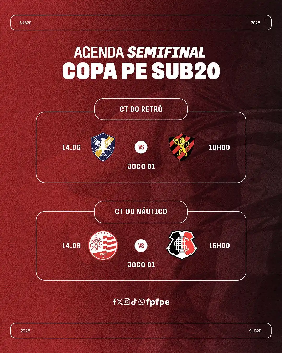 Image from Futebol Pernambucano - FPFPE: As semifinais da Copa Pernambuco Sub20 vão agitar o sábado (14)! 🔥  �...