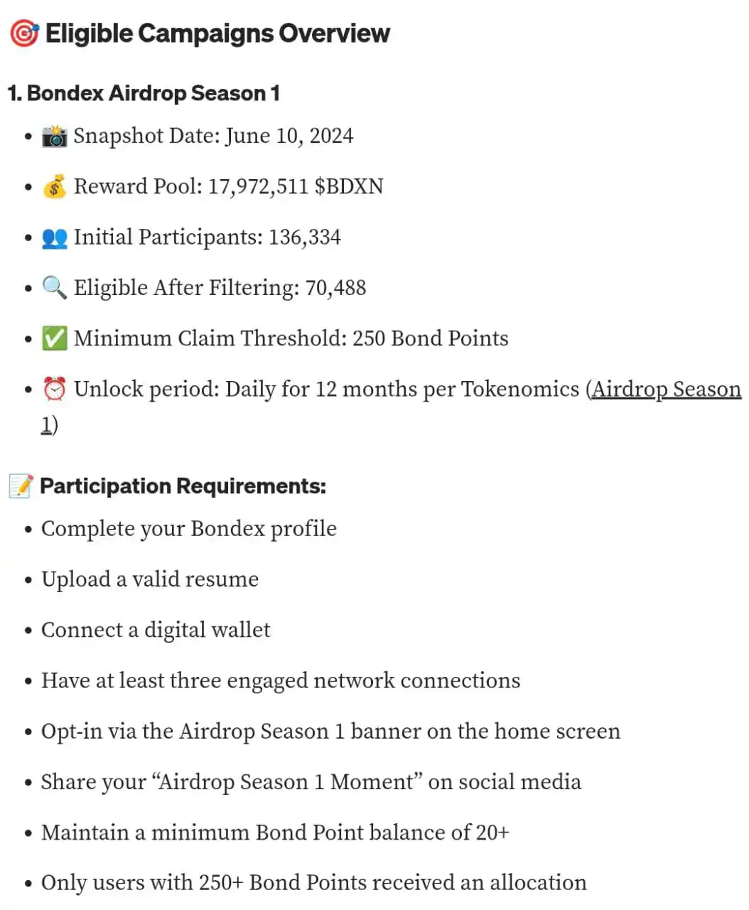 Image from Saim Crypto Official 🇵🇰: Bondex App Airdrop Season 1 Eligibility Criteria 👆🏻 📌 Note ⤵️ Aj ...