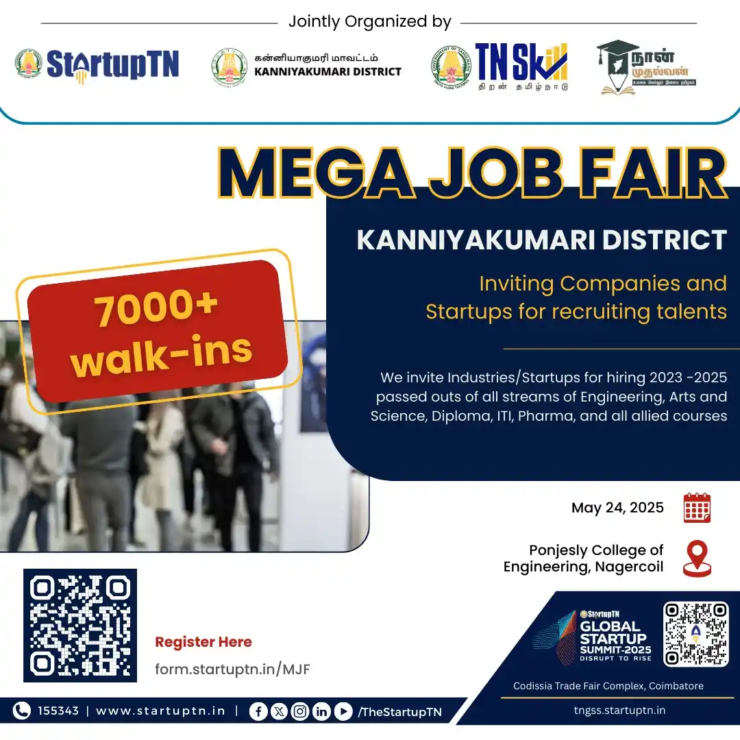 Image from StartupTN : 📢 Calling all Industries and Startups for the Mega Job Fair-Kanniyaku...