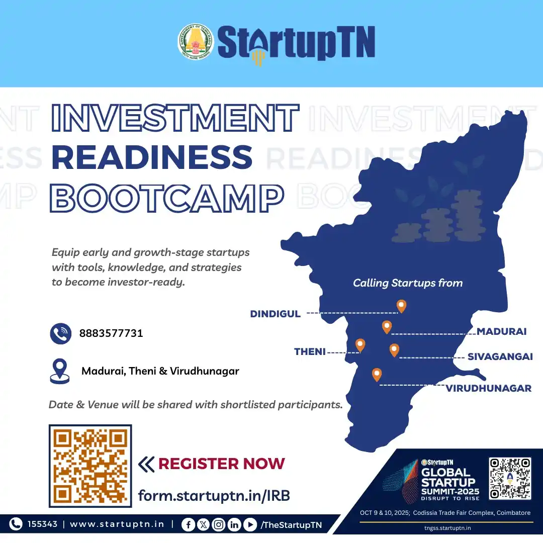 Image from StartupTN : 🚀 Calling all startups in and around Madurai, Theni, Dindigul, Sivaga...