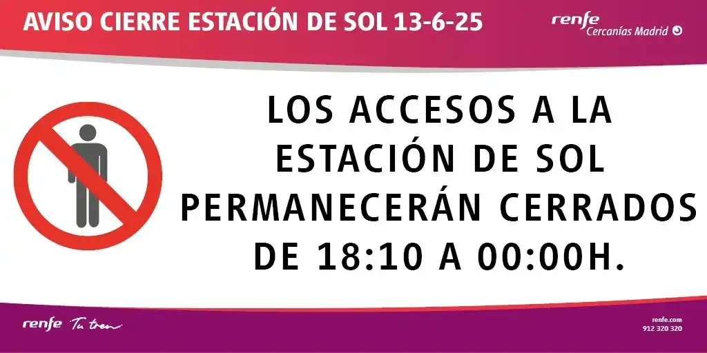 Image from Cercanías Madrid: 📢 *Cercanías Madrid informa*: Por riesgo de aglomeraciones, hoy 13 d...
