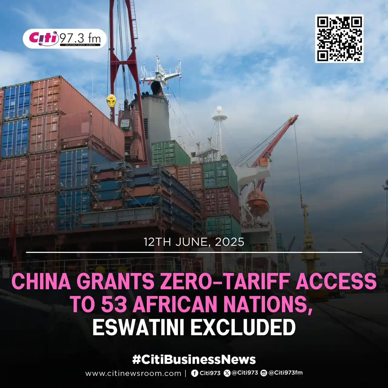 Image from Citi Newsroom: China has announced a new zero-tariff policy for exports from 53 Afric...