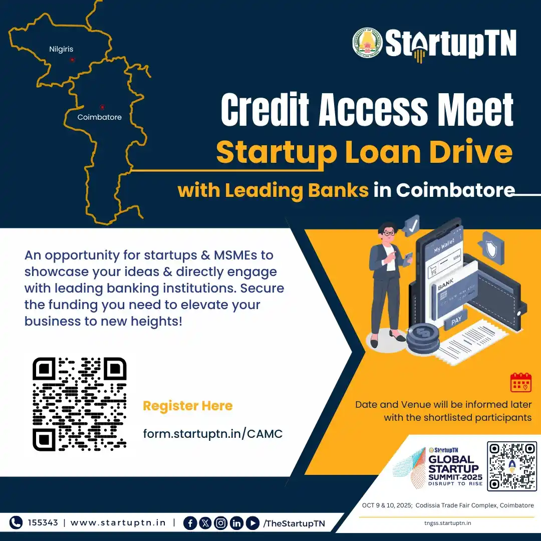 Image from StartupTN : 💼 Credit Access Meet – Coimbatore StartupTN is organising a Credit A...