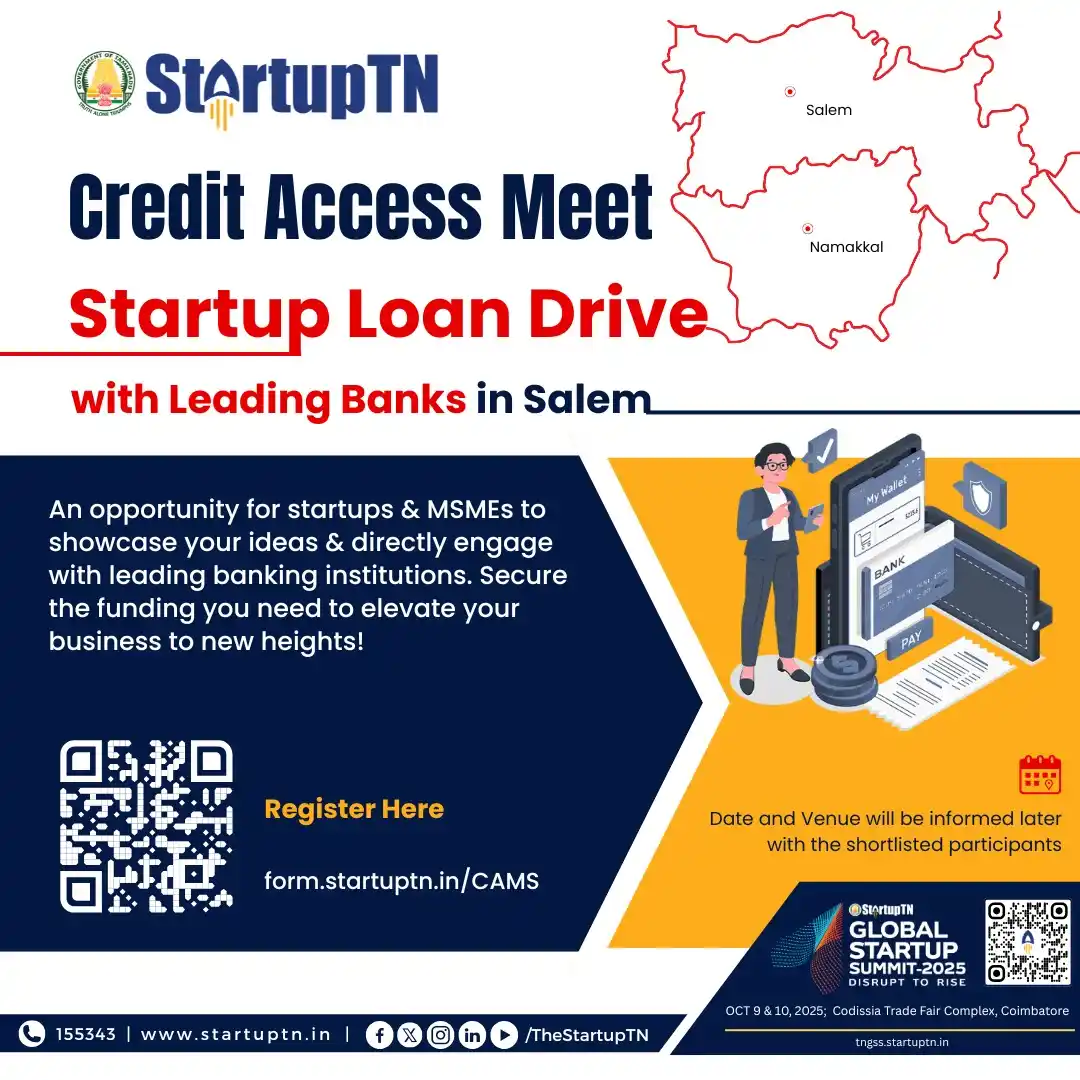 Image from StartupTN : 💼 Credit Access Meet – Salem StartupTN is organising a Credit Access...
