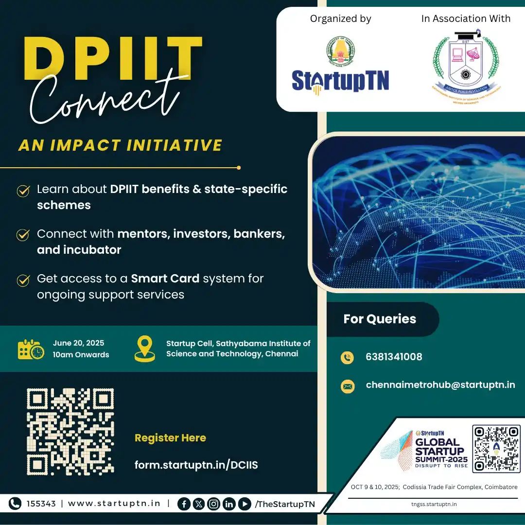 Image from StartupTN : 🌟 DPIIT Connect – An Impact Initiative 🌟 StartupTN, in association w...