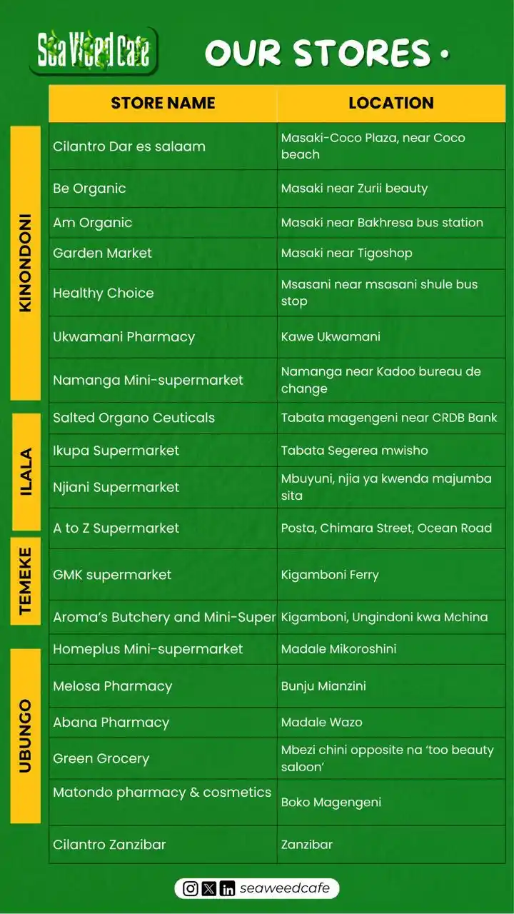 Image from Seaweed Cafe| Seamoss| Mwani| Seaweed: Healthy Seaweed Co. Limited seamoss products are spreading across all ...