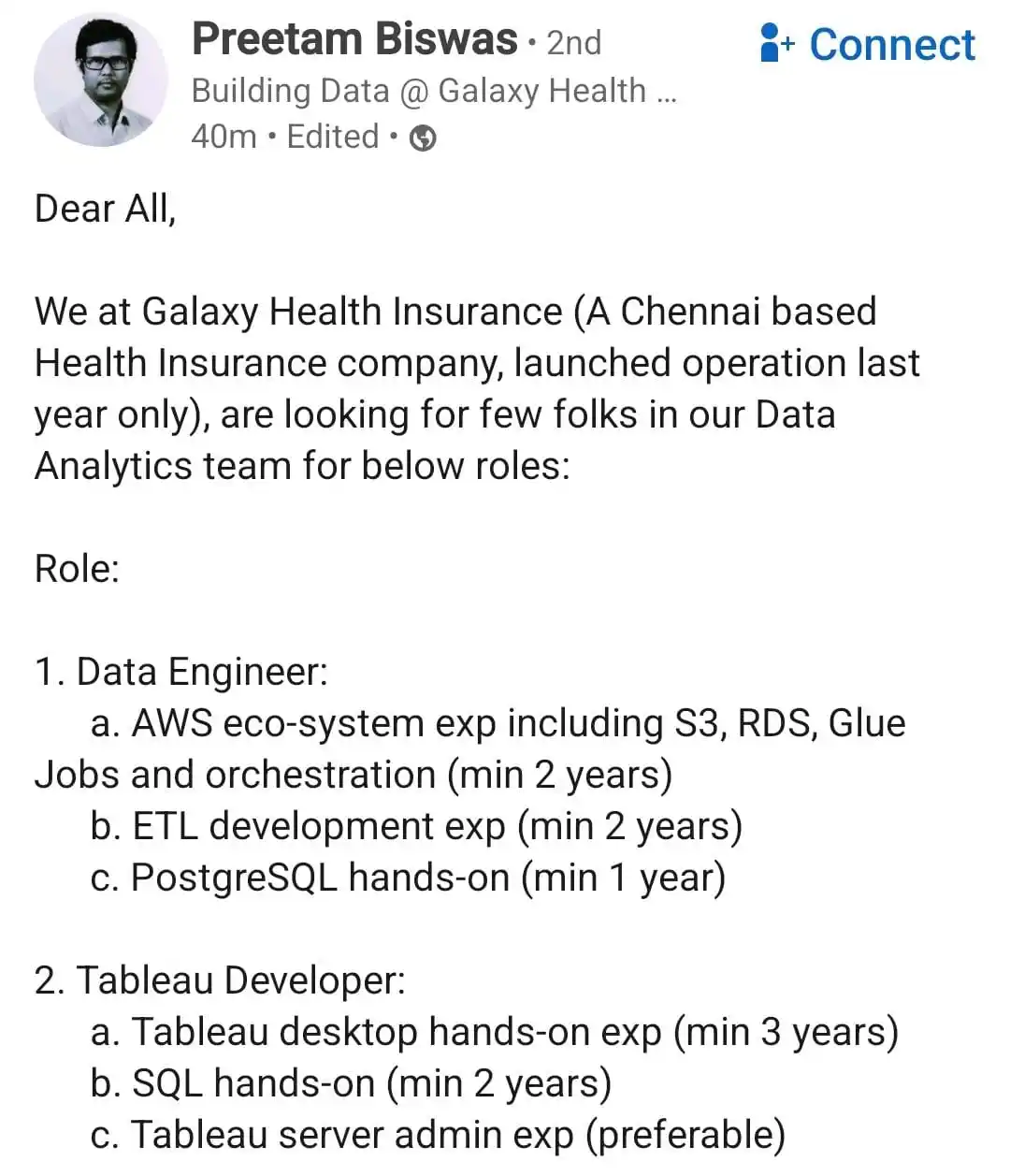 Image from Raghavan P ✅️: Hiring at Chennai based insurance firm Pls read full post and apply ...