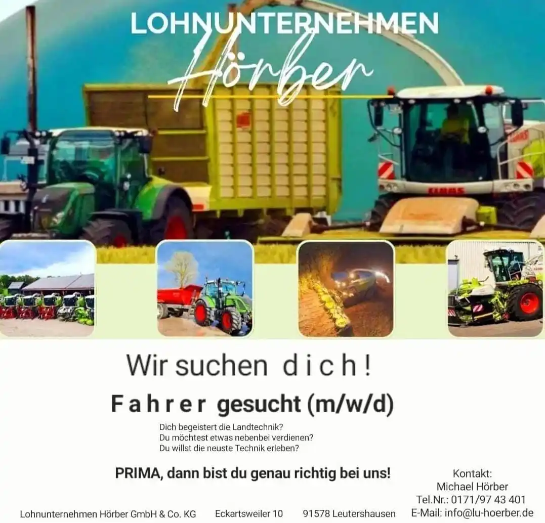 Image from regionaL Leutershausen: *HÖRBER Lohnunternehmen* _Agrar und Kommunalservice_ 👉 *STELLENANGEB...