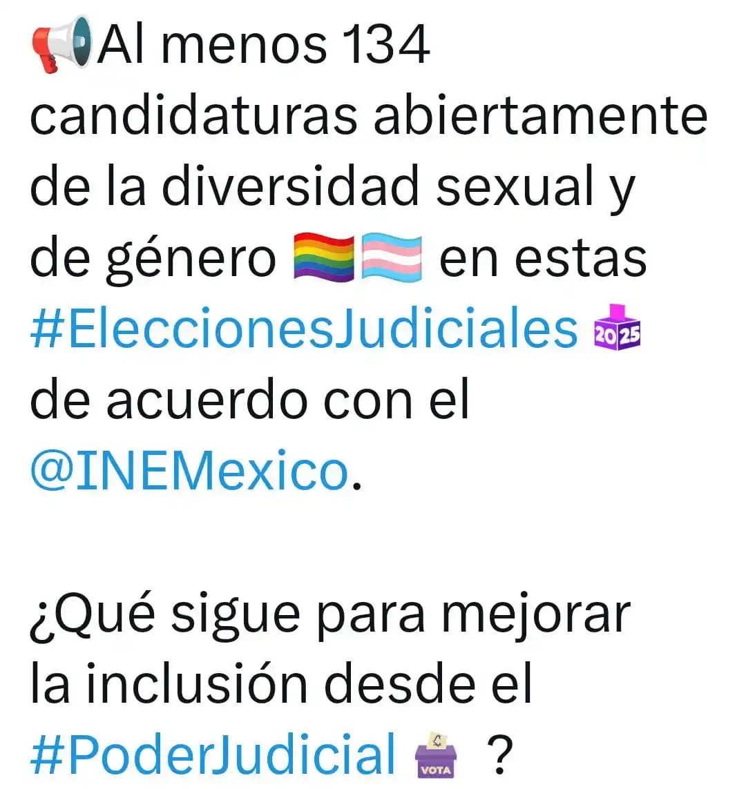 Image from 🏳️🌈 LGBTI+ ➕ 🏳️🌈🏳️⚧️🌈Incidencia (Política)➕Disidencia ( LGTBIPAQ+ )🌈: https://oem.com.mx/elsoldemexico/analisis/eleccion-judicial-e-inclusio...