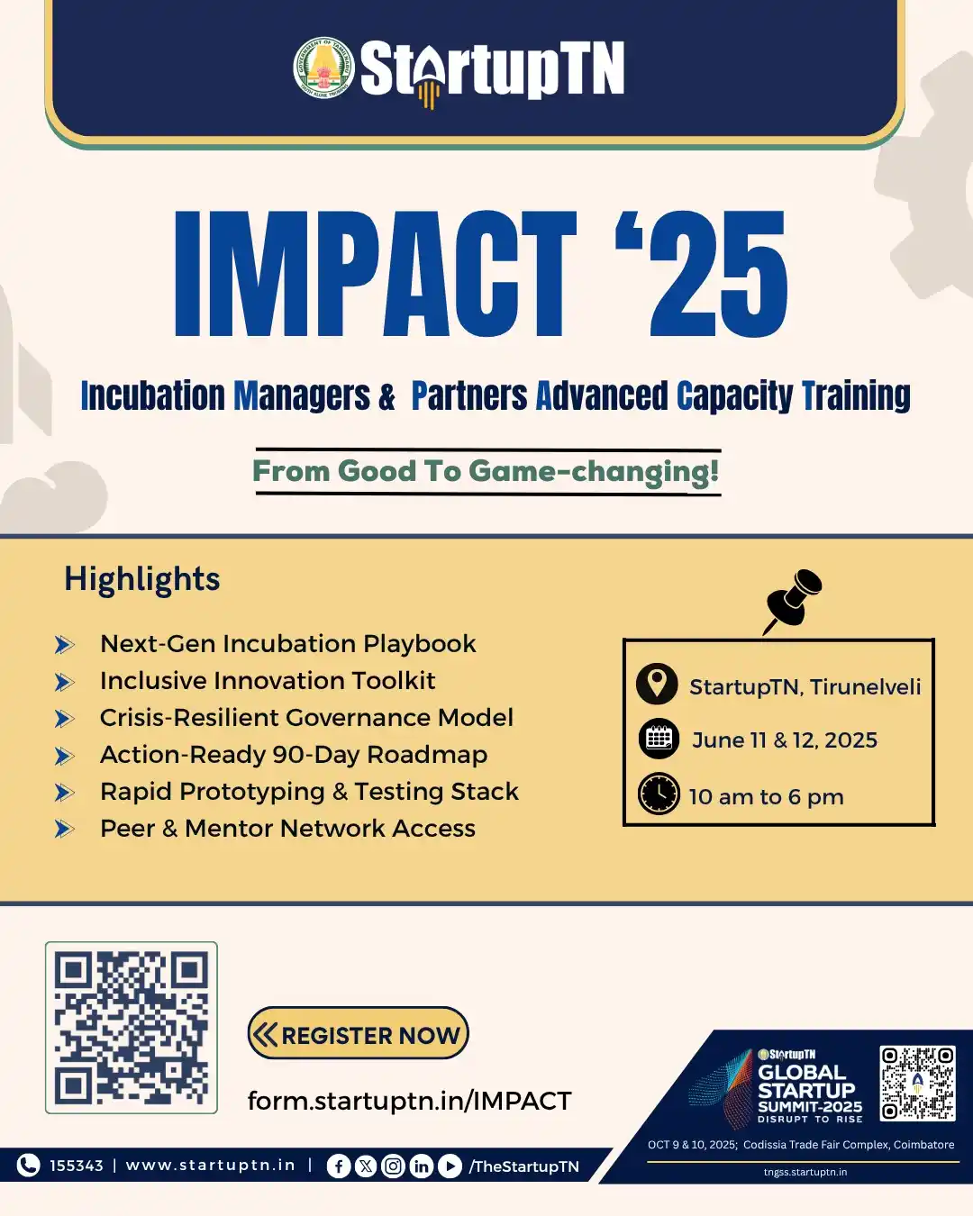 Image from StartupTN : 🚀 IMPACT ‘25 – From Good to Game-changing! Empowering Incubators for ...
