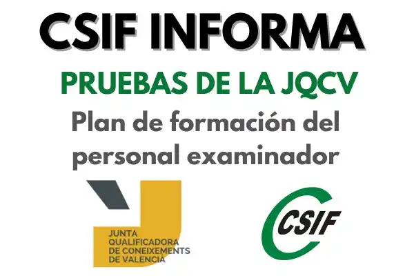 Image from CSIF EDUCACIÓN CV: 🛎🛎 *JQCV: Plan de formación del personal examinador* *CSIF INFORMA:...