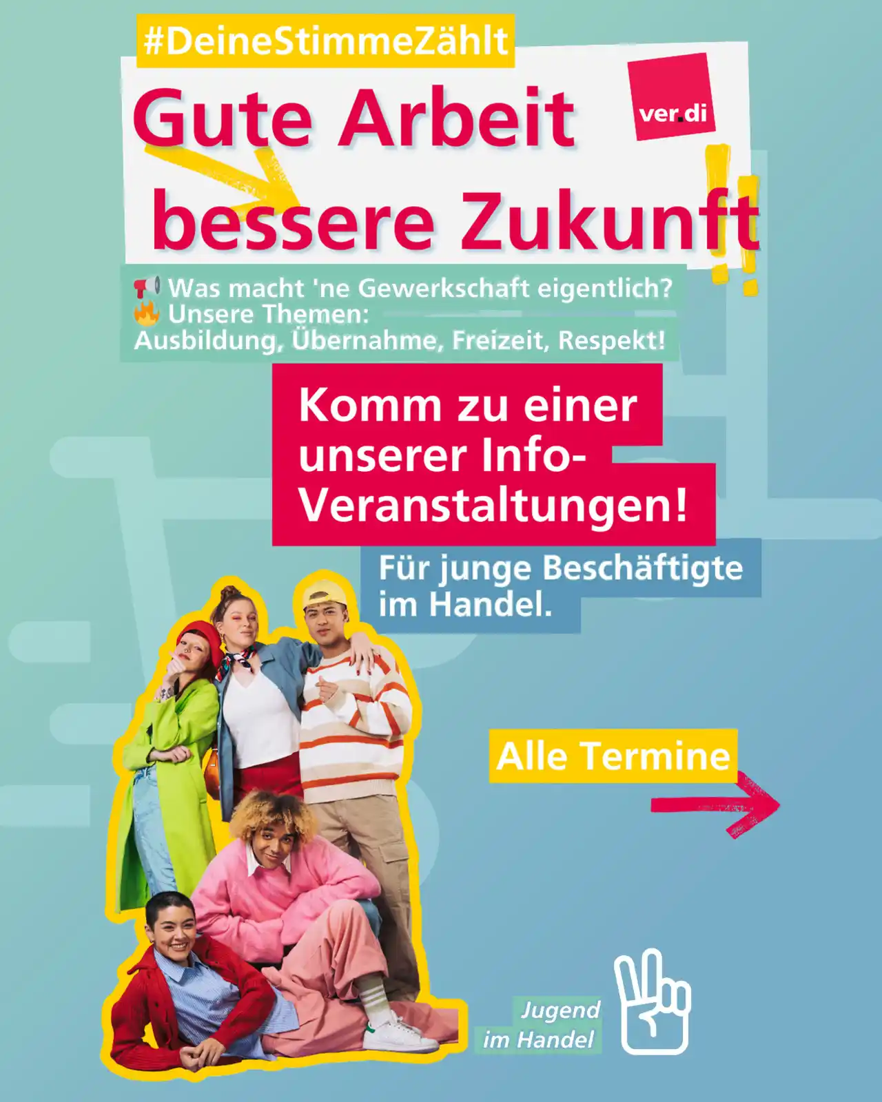 Image from ver.di Handel Berlin-Brandenburg Infokanal: Liebe Kolleg*innen, wir freuen uns, euch unsere neue Veranstaltungsrei...