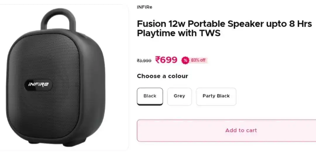 Image from OFFER GURUJI: _*LOWEST PRICE:* iNFiRe Fusion 12W Portable BT Speaker, Upto 8 Hrs Pla...