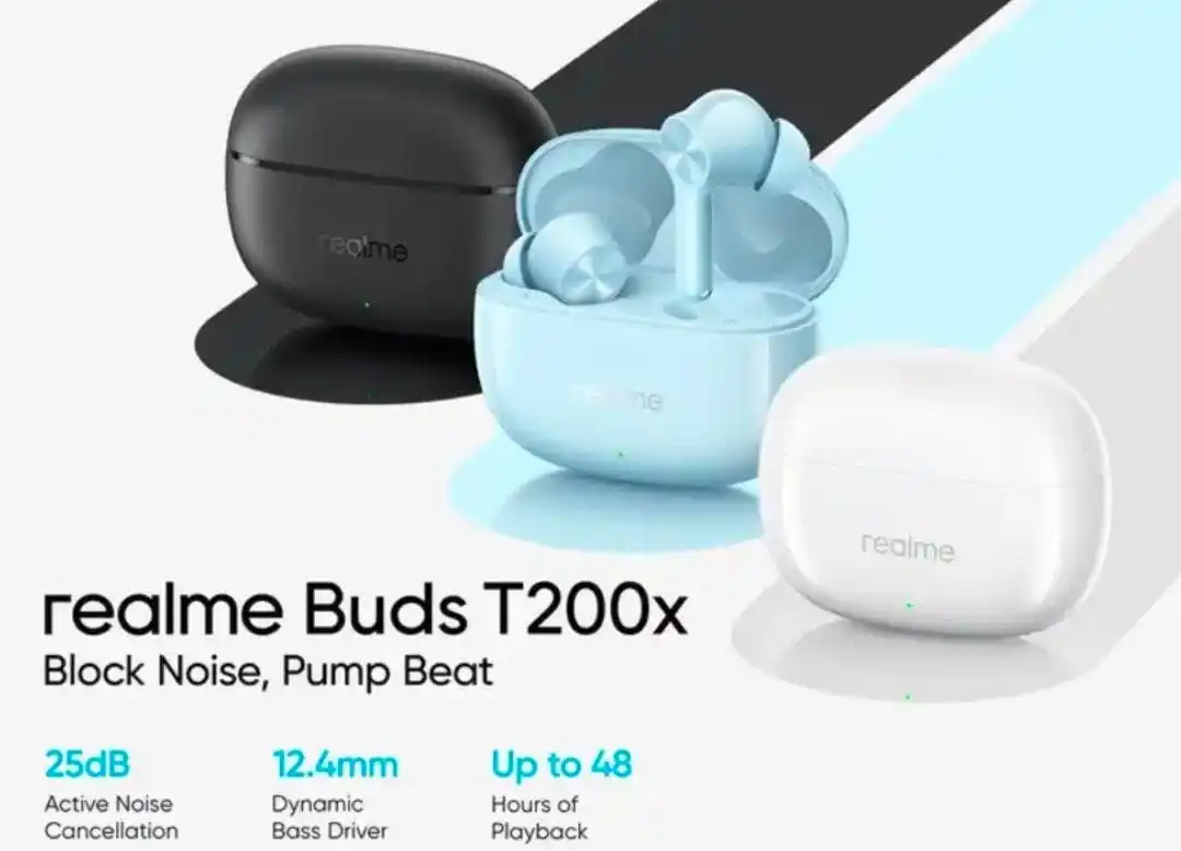 Image from OFFER GURUJI: *NEW LAUNCH:* realme Buds T200x with 25dB ANC,12.4 mm Quad Drivers, 48...