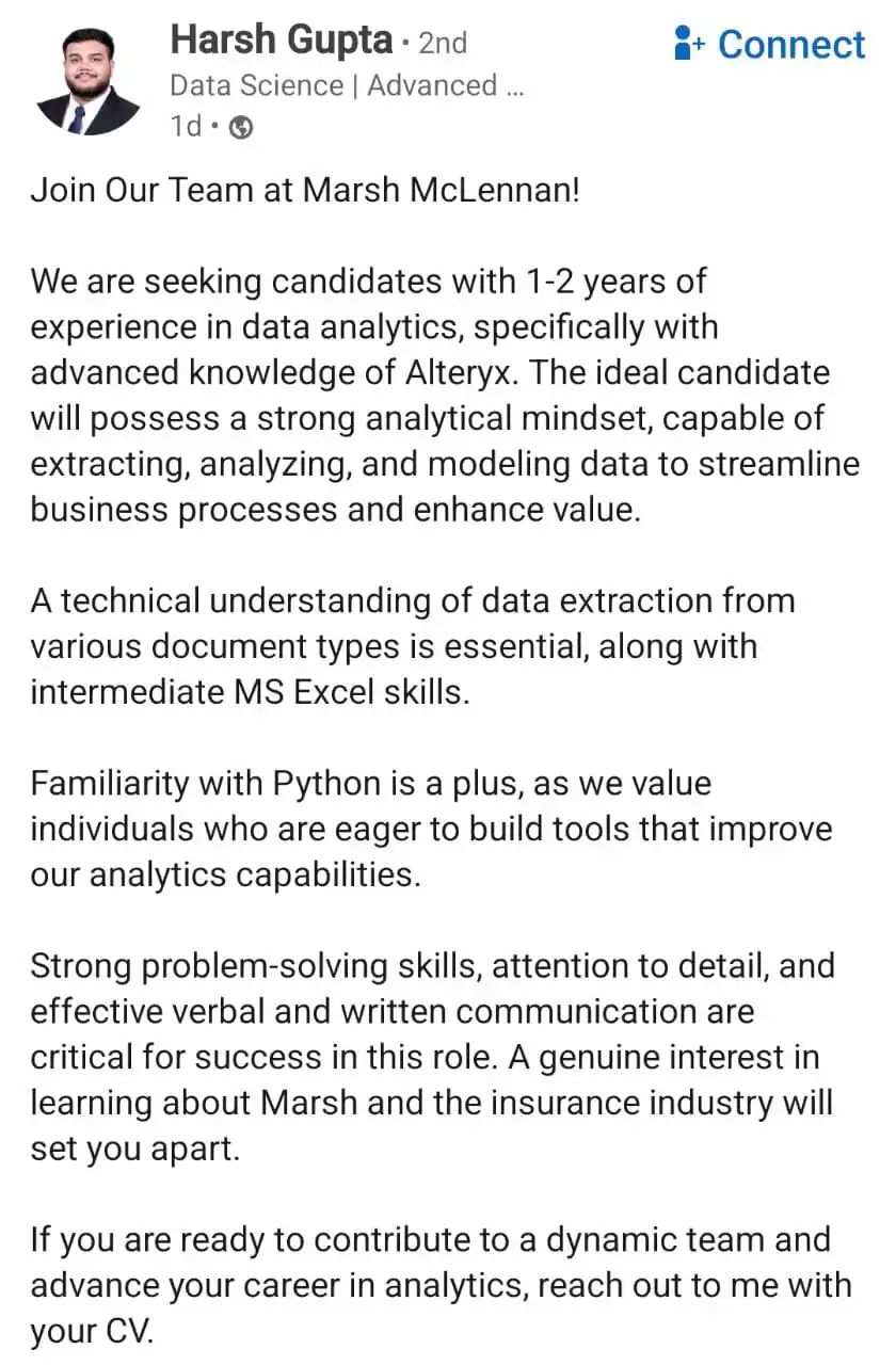 Image from Raghavan P ✅️: Opportunity at *Marsh Mclennan* https://www.linkedin.com/posts/harsh-...