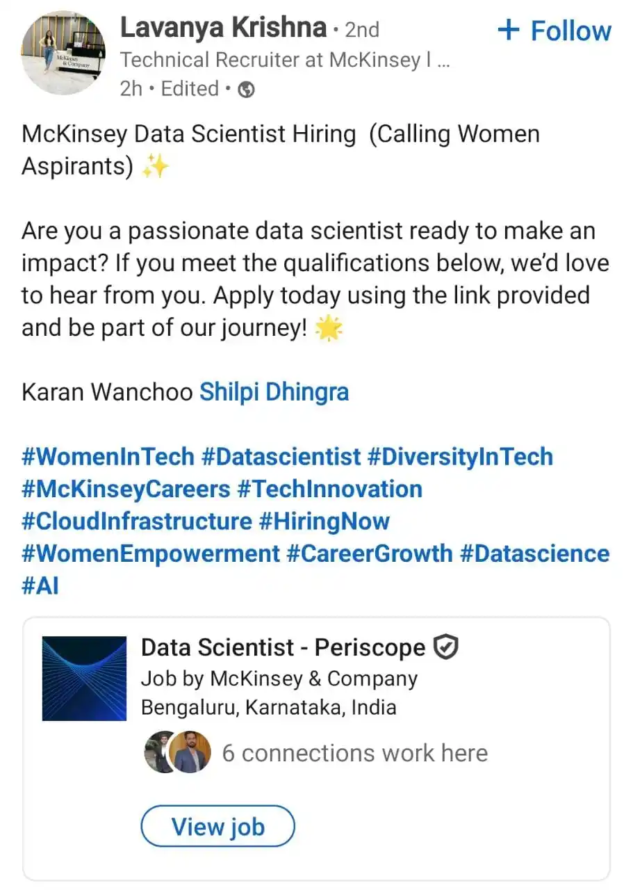 Image from Raghavan P ✅️: Opportunity at *McKinsey* https://www.linkedin.com/posts/lavanya-kris...