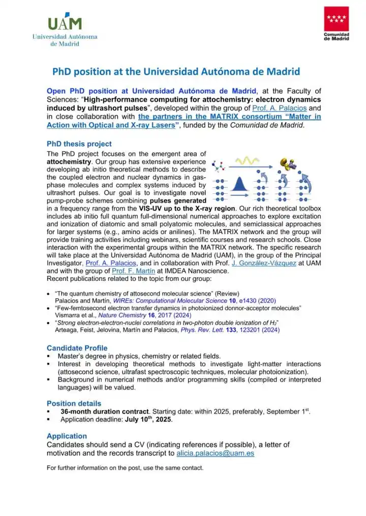Image from World Scholarships 👩🏫 : *PhD position at the Universidad Autónoma de Madrid.* Open PhD positio...