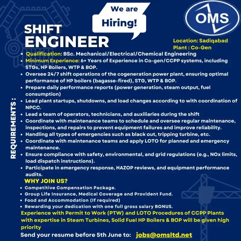Image from Jobs & Energy News - Gulf & EU (Onshore,Offshore,Oil&Gas,Refinery,Petrochemical,PowerPlant): Shift Engineer 🇵🇰 We're seeking a Shift Engineer with a track record...