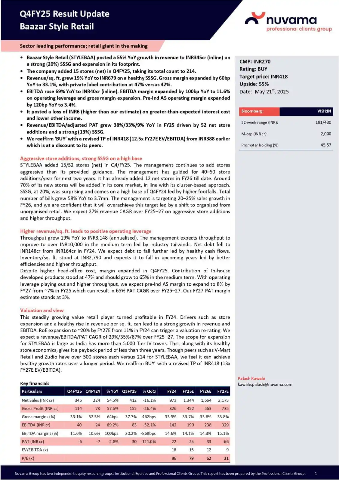 Image from My Wealth Train: STYLE BAZAAR - Good Performance, Beat on Guidance FY25 Performance S...