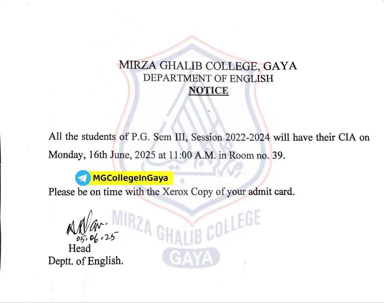 Mirza Ghalib College Info post