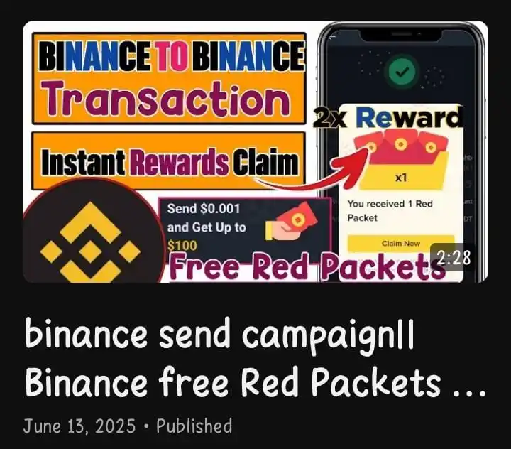 Image from Mujahid Editx💲: •Binance to Binance Usdt Transfer Reward •Binance Red Packets 🎁 Vid...