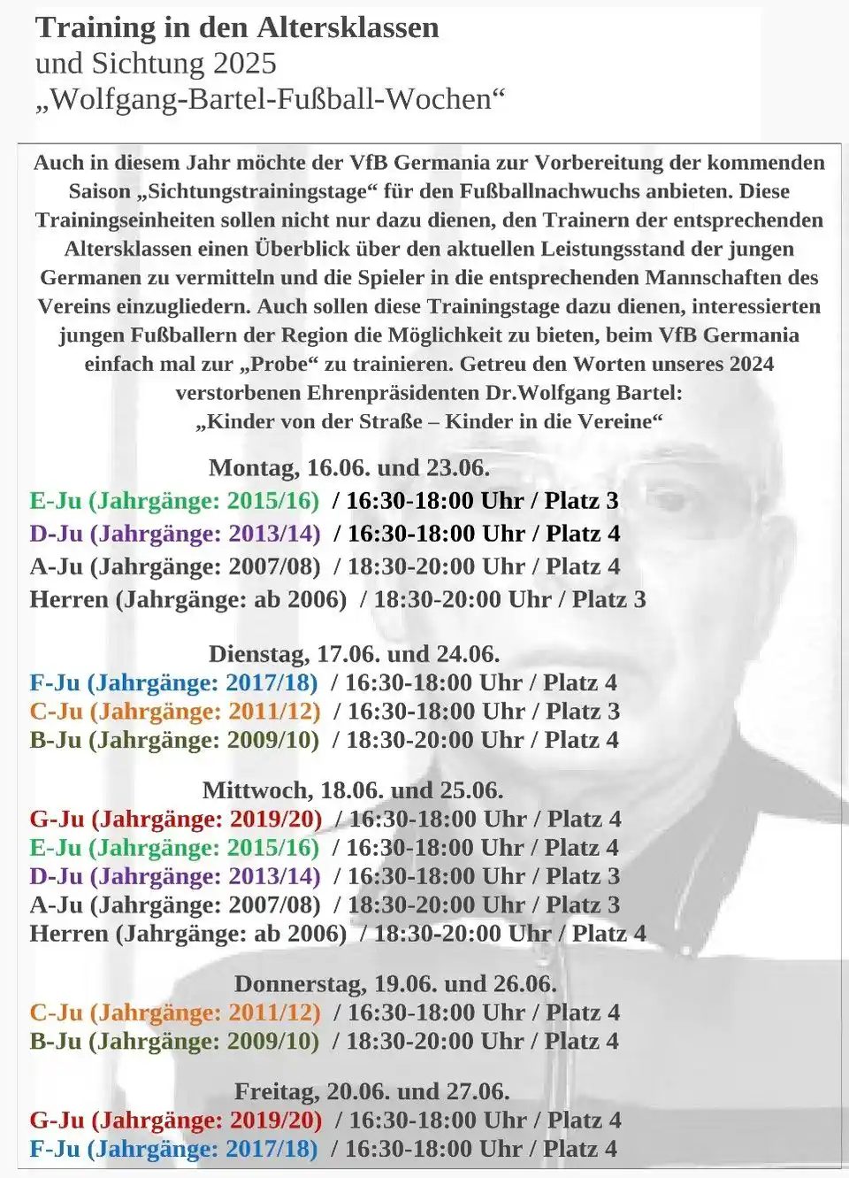 Image from VfB Germania Halberstadt e.V.: Fußball Nachwuchs: ... Sichtung aller Altersklassen vor den Ferien...