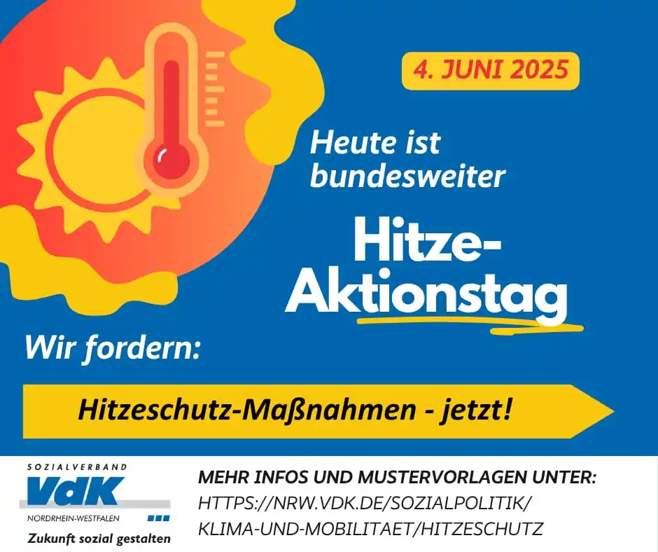 Image from Sozialverband VdK NRW: ☀️ 🌡️ Heute ist bundesweiter Hitze-Aktionstag! Hitze ist das größte ...