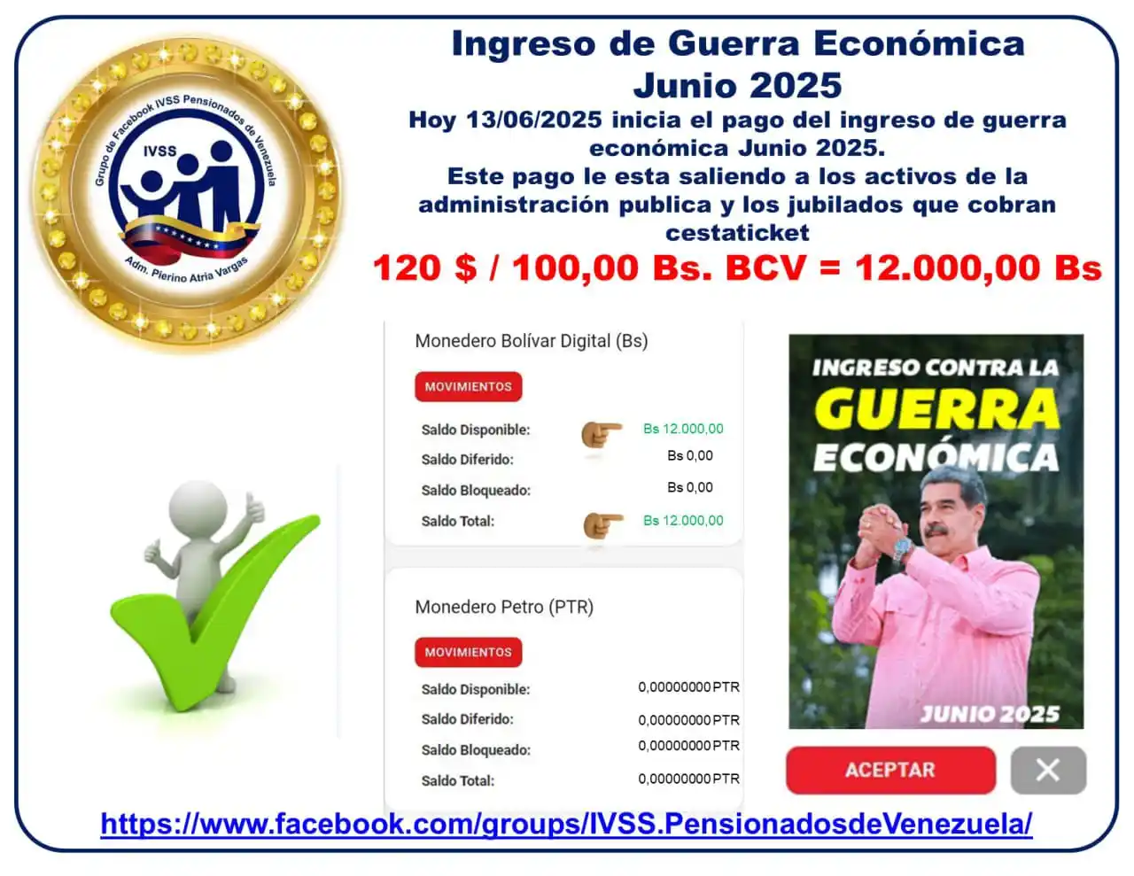 Image from Canal IVSS Pensionados de Venezuela en WhatsApp (Adm. Pierino Atria Vargas): ❇️ *Infórmate Primero Que Todos!* 🔴 En Facebook ✅ Grupo IV...