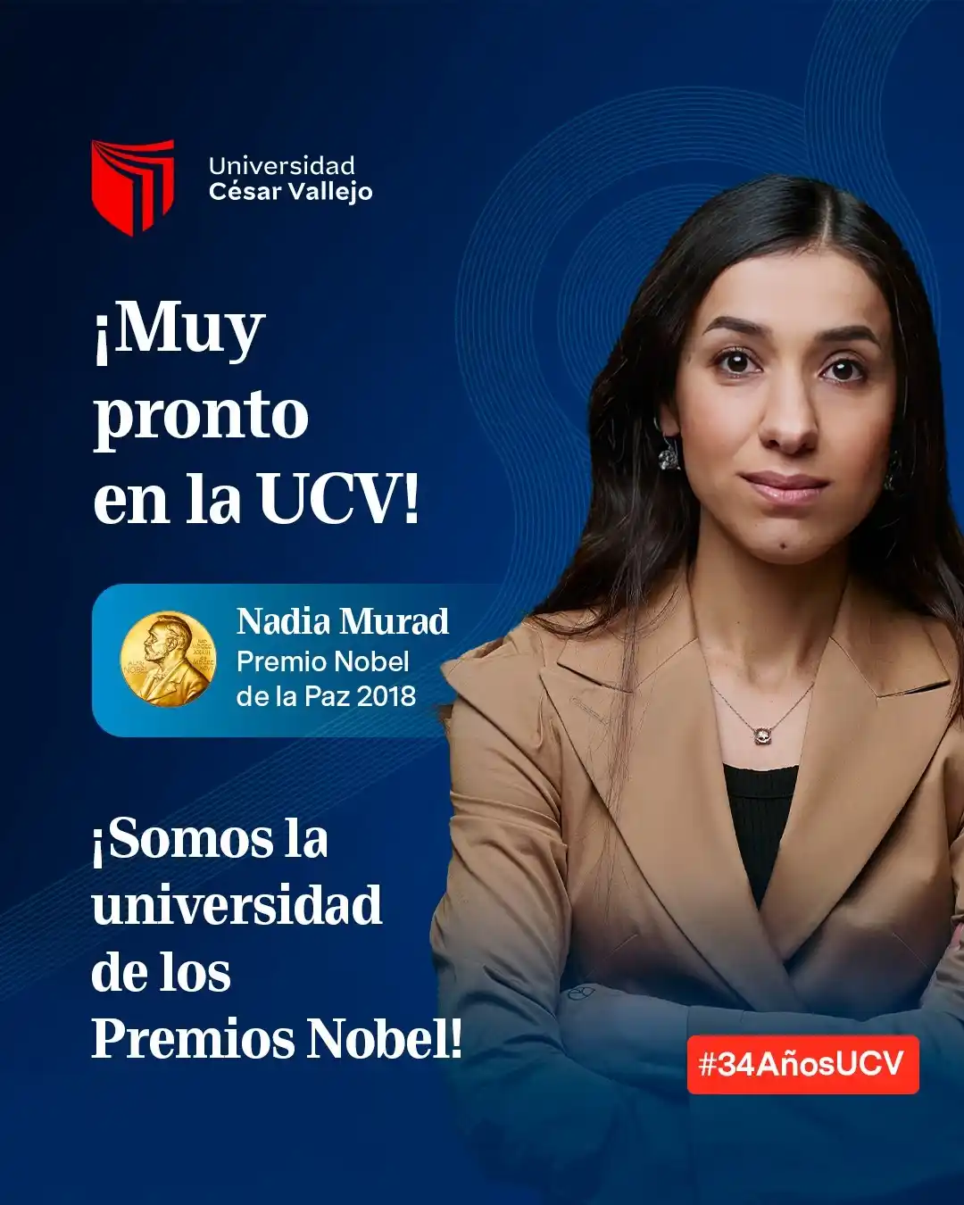 Image from Universidad César Vallejo: 🇮🇶 *¡Muy pronto en la UCV: Nadia Murad, Premio Nobel de la Paz 2018!...