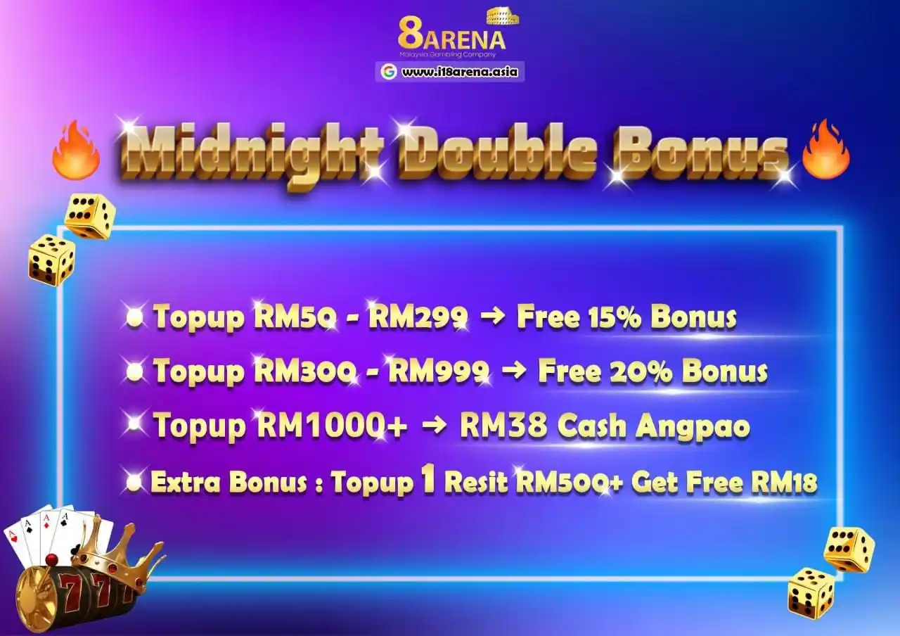 Image from 8Arena 918kiss mega888 pussy888: 🌙 Midnight Bonus Promo! 🌙 📅 *Monday - Friday | 3AM - 9AM* 💰 Topu...