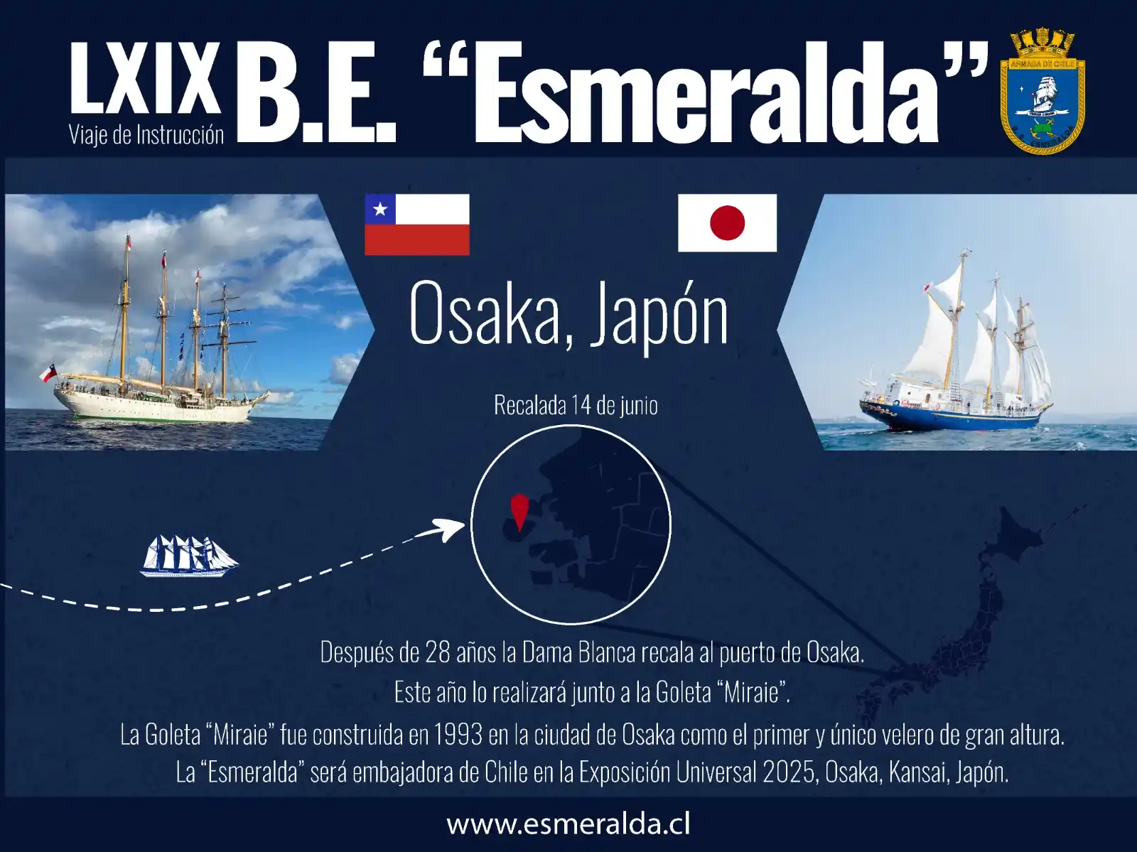 Image from Armada de Chile: ¿Sabías? Tras 28 años, el Buque Escuela "Esmeralda" volverá a recalar ...