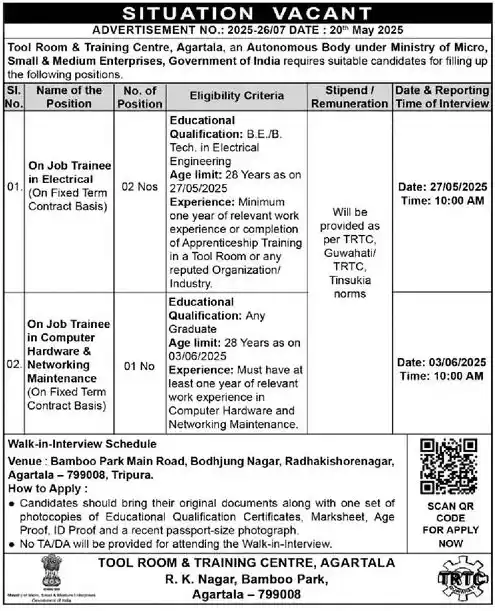 Tripura Government Jobs post