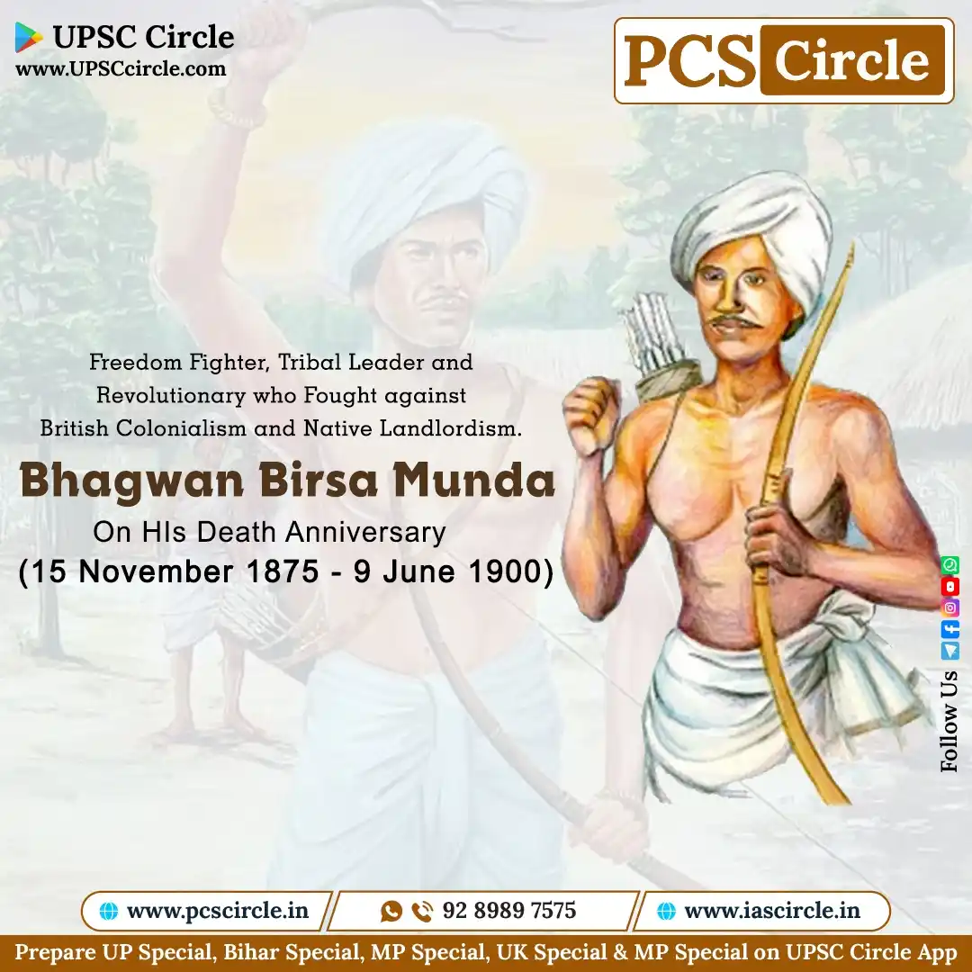 Image from PCS Circle ✅ • UPPCS RO ARO • BPSC • MPPSC • RAS REET • UKPCS • MPSC • GPSC: भगवान बिरसा मुंडा एक महान आदिवासी स्वतंत्रता सेनानी और समाज सुधारक थे।...