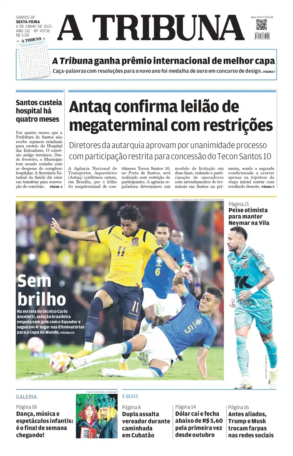 Image from A Tribuna: Bom dia! 😃 ⚓ Antaq confirma leilão de megaterminal com restrições 🏥 ...