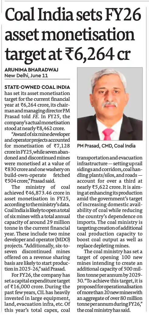 Image from LNPR CAPITAL: → Coal India has set an ambitious asset monetisation target of ₹76,264...