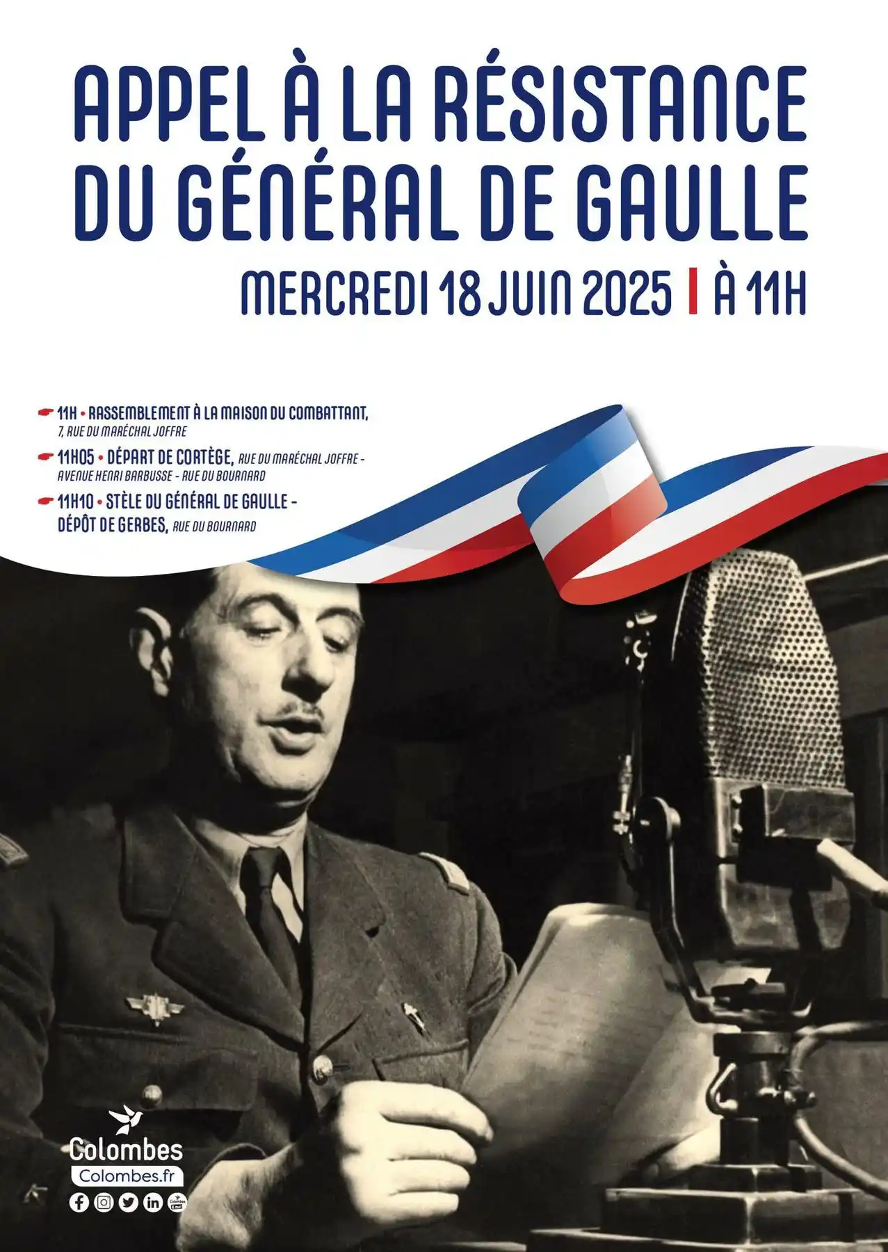 Image from Ville de Colombes: Commémoration de l'appel du 18 juin 1940 🇫🇷 Mercredi 18 juin, la Vi...