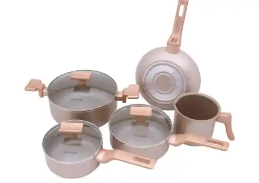 Image from Ofertas Do Dia: 🔥Mimo Style Conjunto 5 Panelas Sartin Cook Estrutura em Alumínio Reve...