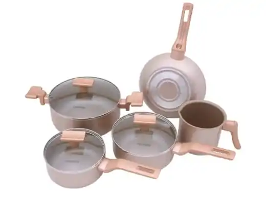Image from Ofertas Do Dia: 🔥Mimo Style Conjunto 5 Panelas Sartin Cook Estrutura em Alumínio Reve...