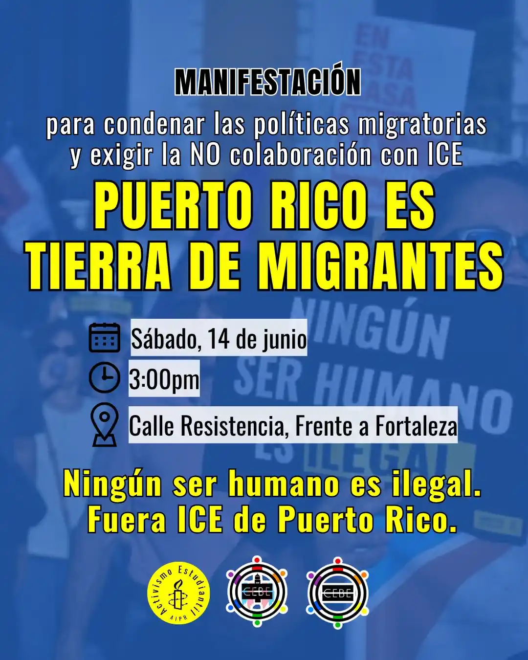 Image from Coalición Estudiantil En Búsqueda De La Equidad LGBTIQ+: Nos unimos a la manifestación PUERTO RICO ES TIERRA DE MIGRANTES de MA...