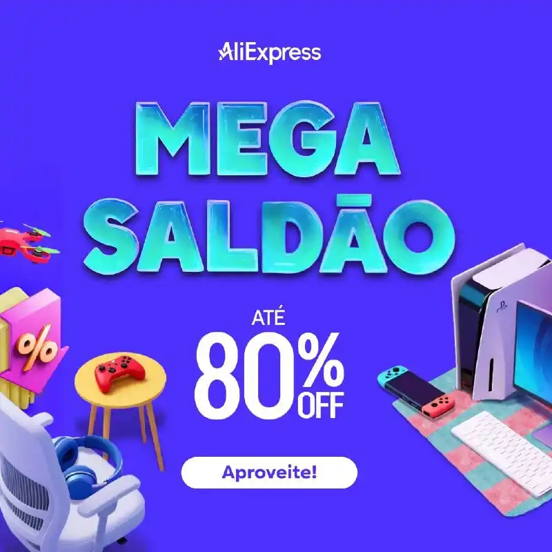 Image from Cupons de Lojas (Shopee, Mercado Livre, etc): Novos Cupons - Mega Saldão AliExpress https://s.click.aliexpress.com...